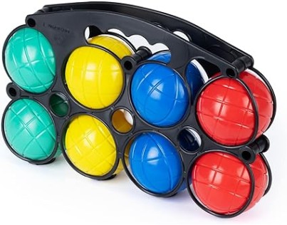 Hillington Colourful Boules Set with Carry Holder - Durable Plastic Water Filled Boules Set for Kids and Adults - French Petanque Boules Gift, Fun Garden or Park Outdoor Game